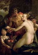 Hans von Aachen Bacchus, Ceres and Amor. oil on canvas